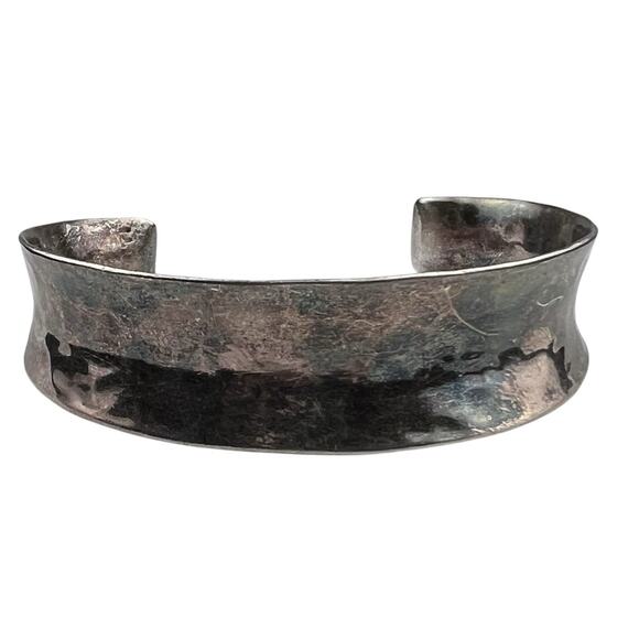 ATI Sterling Silver Hammered Cuff Bracelet Mexico - Picture 1 of 7